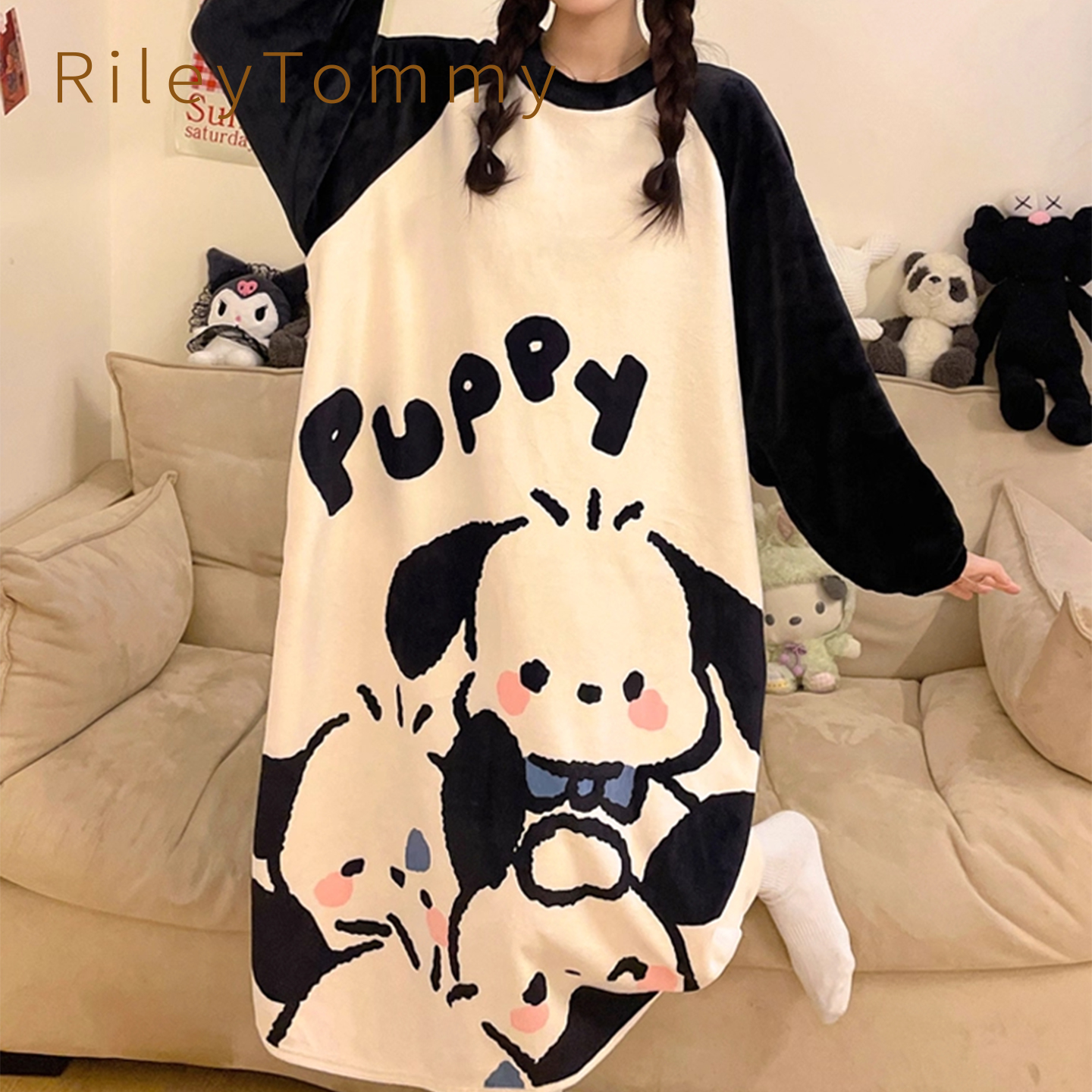 英国Riley Tommy女童睡袍秋冬珊瑚绒儿童睡裙法兰绒儿童睡衣浴袍