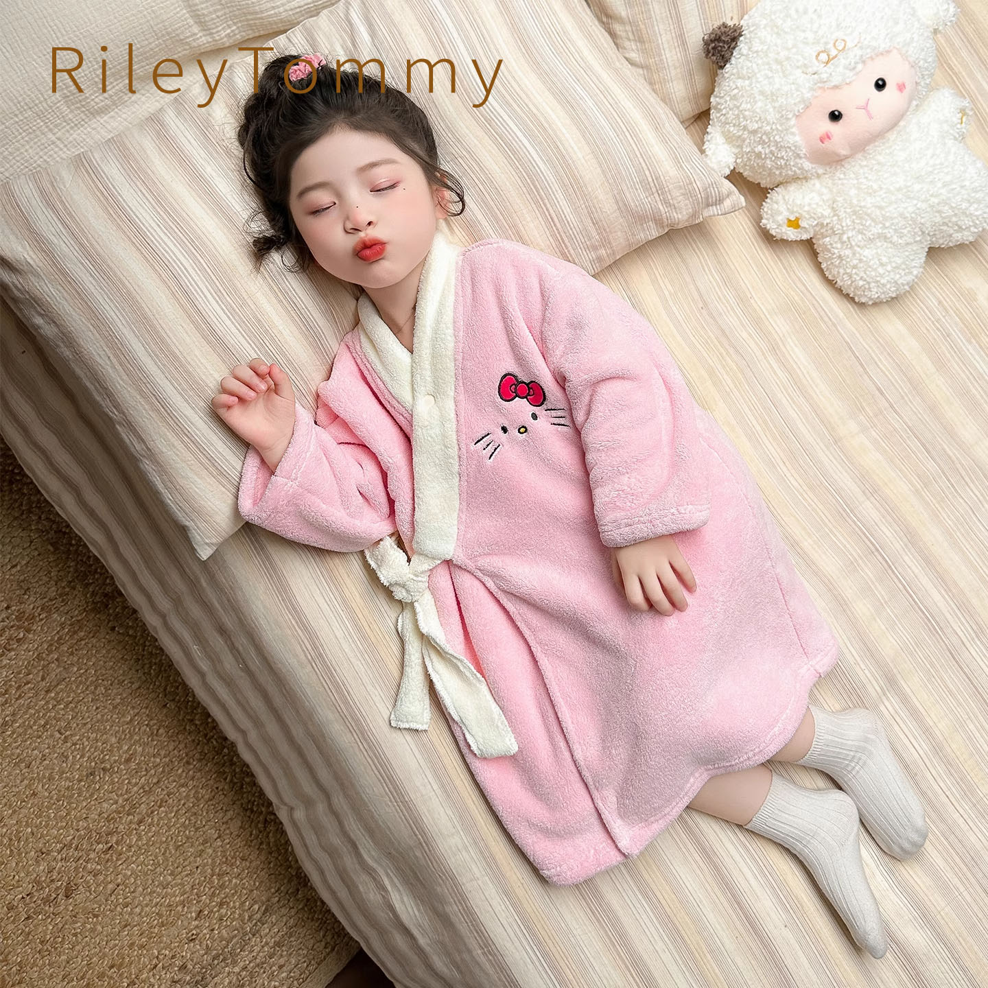 英国RileyTommy女童秋冬季睡衣秋冬款家居服长袖睡袍保暖吸水浴袍