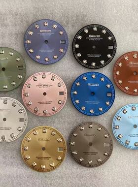 日志新款表盘28.5mm太阳纹钻石面4R35改装字面适合装NH35/36机芯