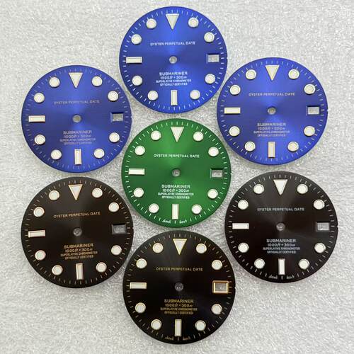 SUB水鬼改装表盘字面28.5mm 绿色夜光 适装NH35机芯