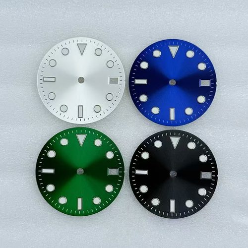 28.5mm水鬼表盘改装太阳纹字面适装NH35/36机芯超强夜光