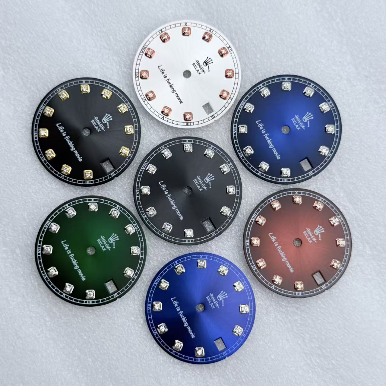 新款手表配件28.5mm金边表盘 太阳纹改装日本NH35/NH36自动机芯