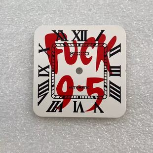 新款方形镂空表盘个性字面无夜光适装NH70机芯26.9X26.9mm