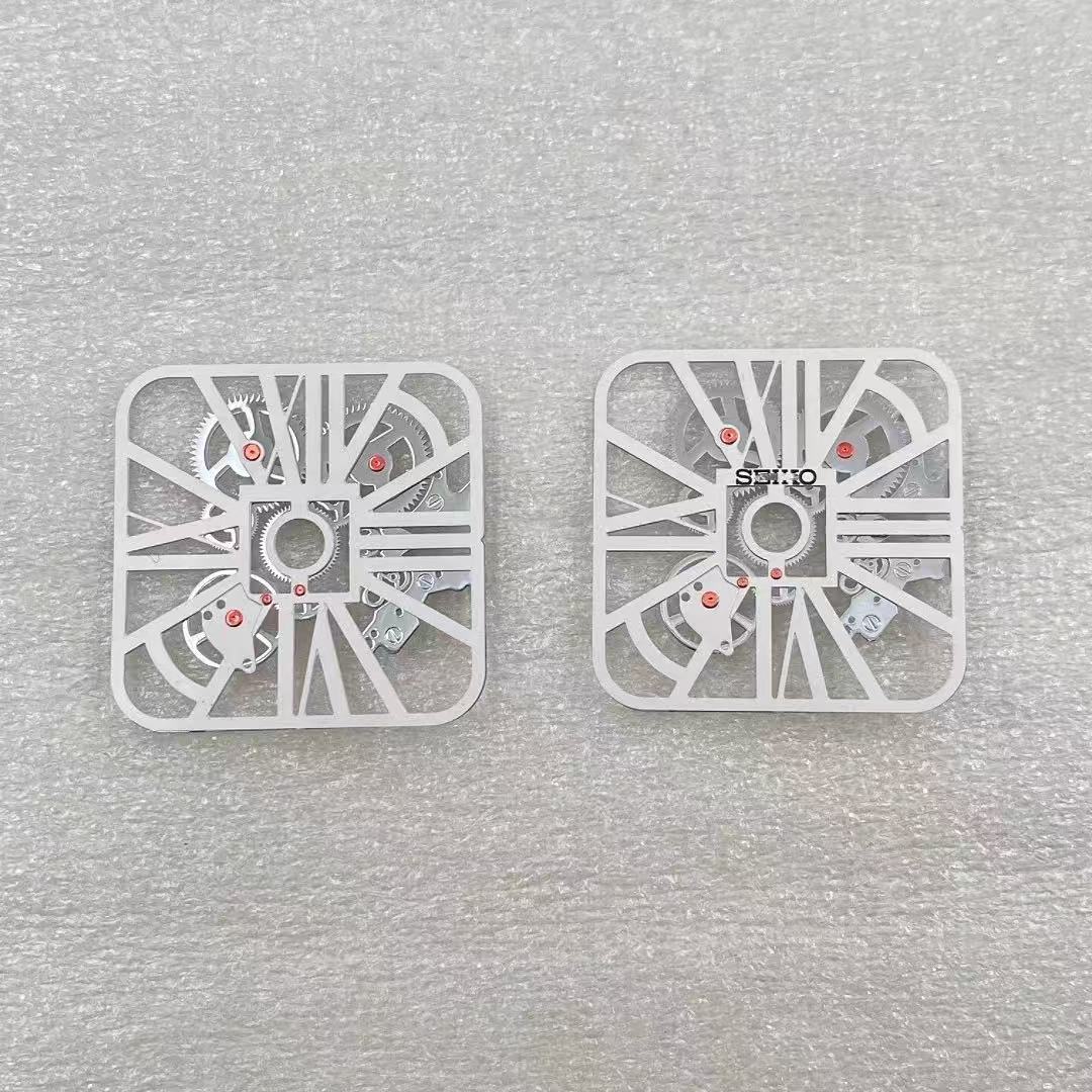 新款方形镂空表盘个性字面无夜光适装NH70机芯NH38机26.9X26.9mm