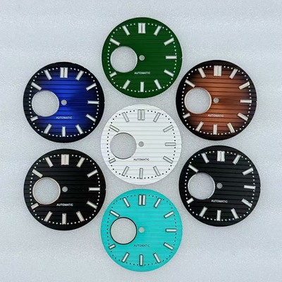 NH35镂空表面鹦鹉螺表盘 绿夜光字面适合30.5mm表盘 适配NH38机芯