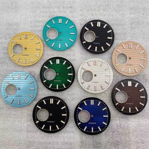 NH38表盘NH35镂空表面鹦鹉螺表盘强绿夜光字面适合30.5mm表盘