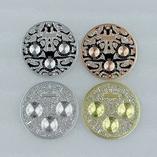 VK63表盘 石英机芯 改装多功能计时熊猫钻石盘手表配件