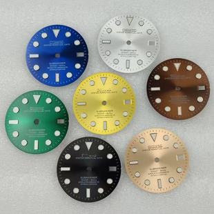 NH35表盘SUB水鬼改装 字面绿夜光机械手表NH36潜水表配件28.5mm
