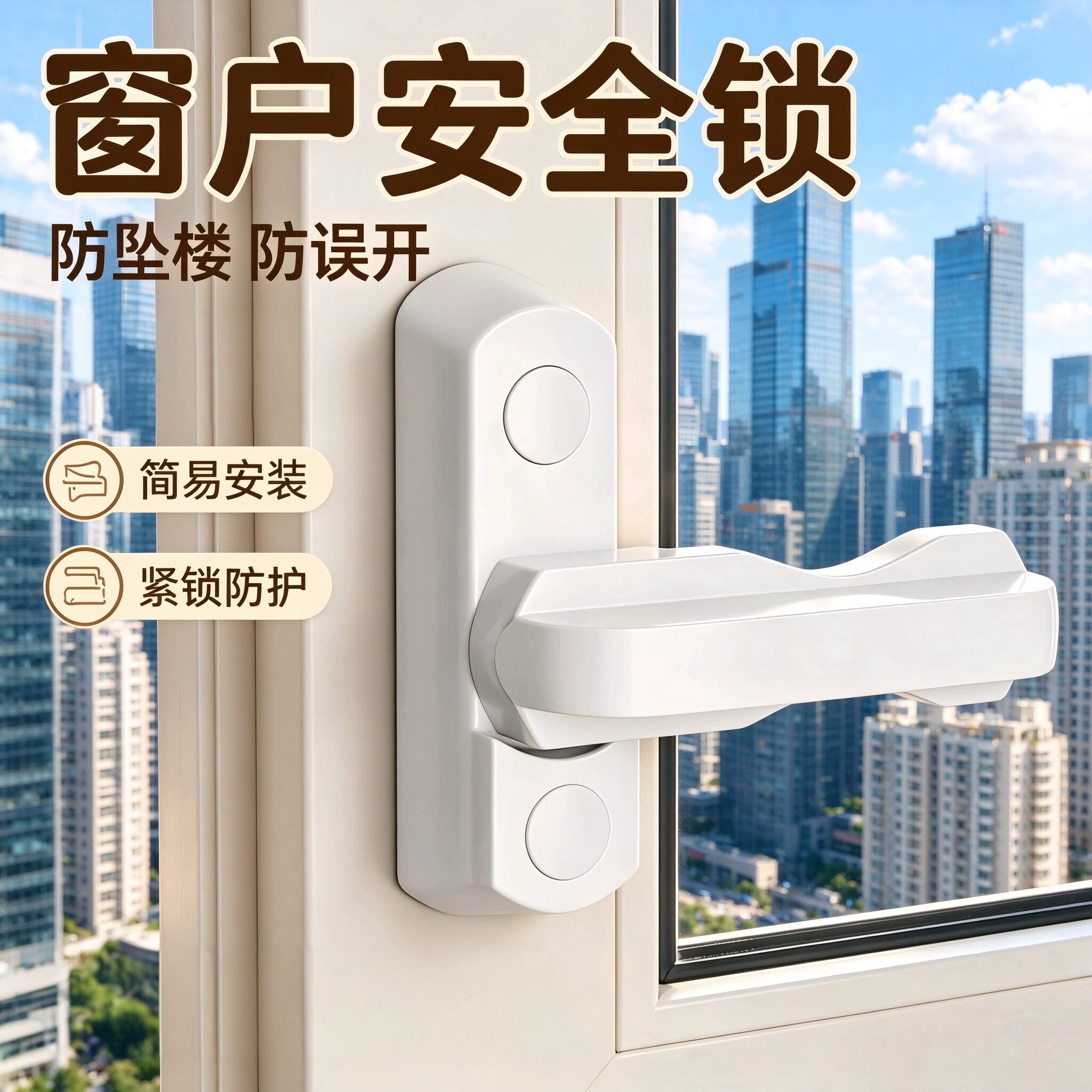 塑钢平开T型门窗防盗锁加固加厚