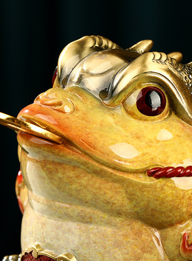 纳财铜金蟾摆件招财客厅玄关办公室酒柜三足蟾蜍装饰店铺开业礼品