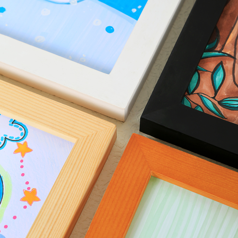 儿童画框装裱挂墙Aa43实木相框文化墙八8k4K16开美术作品展示框架