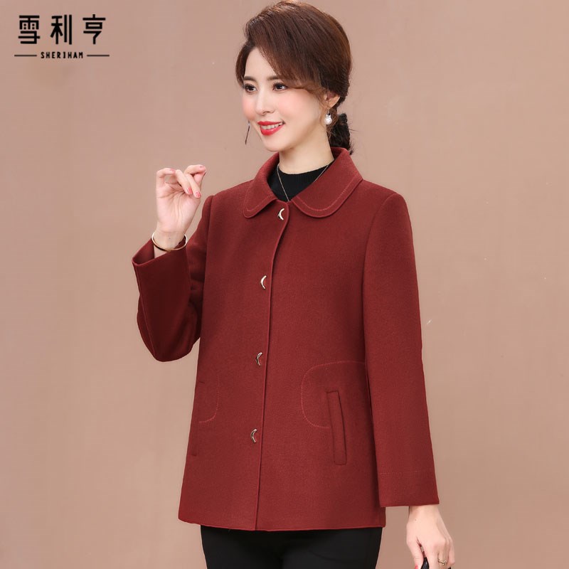 好货妈妈秋冬外套红色2025新款喜婆婆婚宴装中老年女秋冬短款毛呢