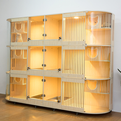 豪华猫别墅猫展示柜猫舍实木猫笼猫柜三层宠物展示柜定制寄养柜