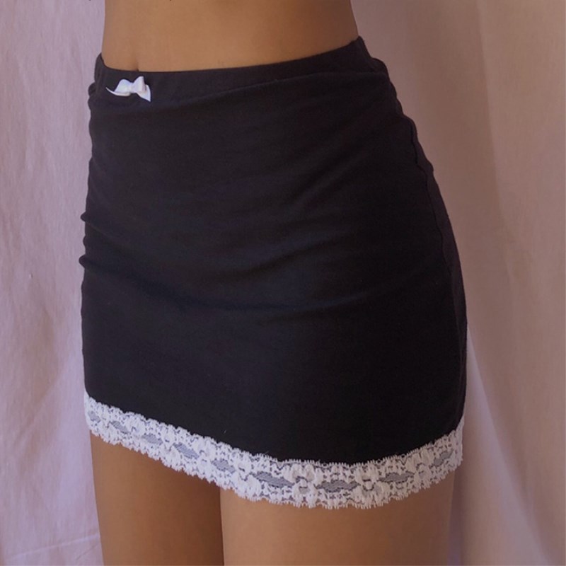 2021 Summer New Vintage Sweet Bow Lace Trim Aesthetics Sexy