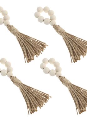 极速Napkin Rings Bead Decor Wood Wooden Holders Table Holder