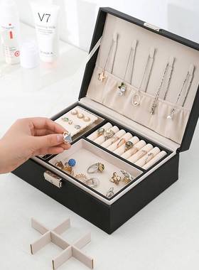 New Design Pu Leather Jewelry Box DoubleLayer Wooden Case P