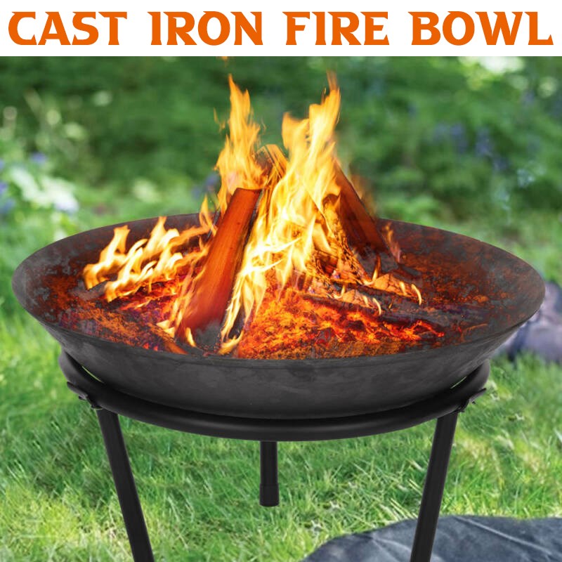 55 x 55 cm Steel Large Fire Bowl Cast Iron Firepit Modern St