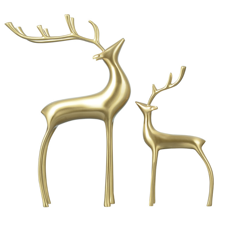 欧式磨砂鹿摆件 手工酒柜客厅装饰品金属纯铜家居工艺礼品摆饰鹿