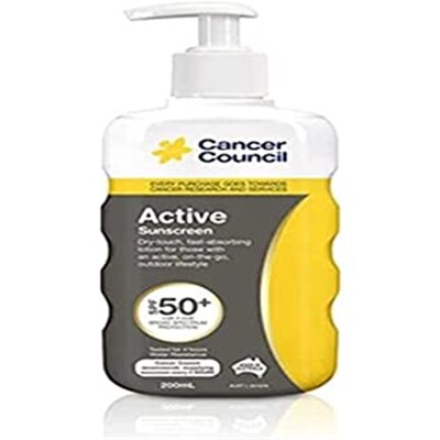 极速Cancer Council SPF 50+ Active 200ml Pump