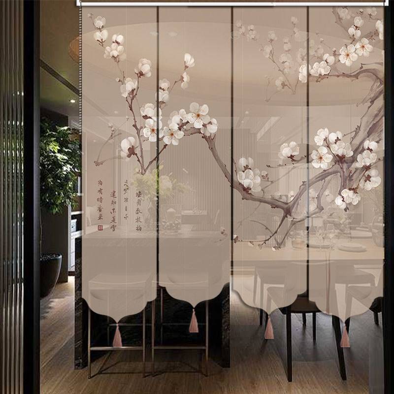 MR软屏风隔断镂空雕花软帘可折叠客厅饭厅入门玄关时尚悬挂式帘子