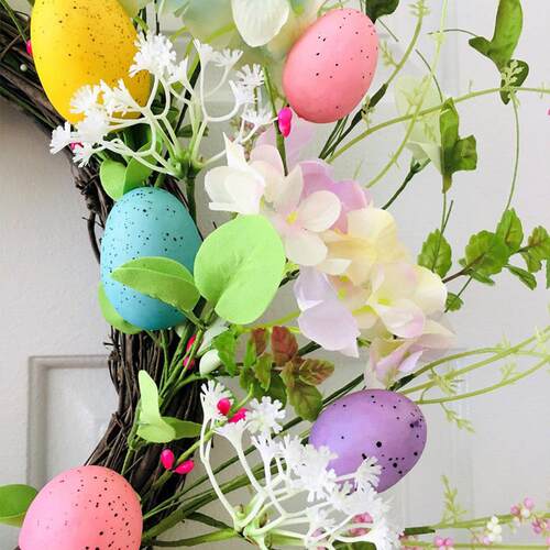 好货40cm Colorful Eggs Easter Flower Wreath Door Hanging