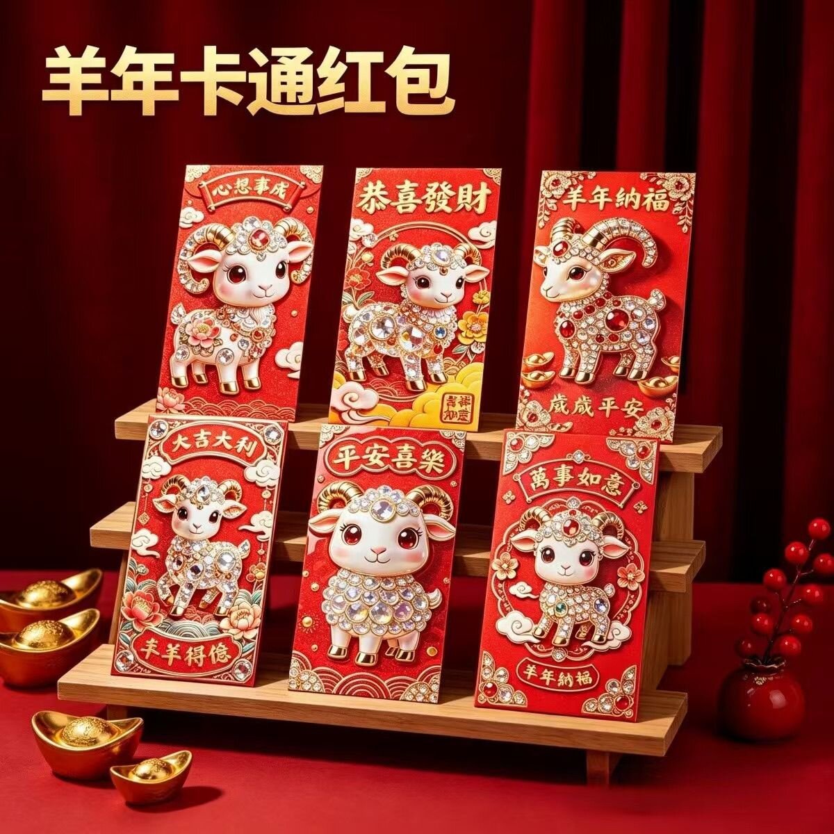 2027羊年高档彩印立体利是封