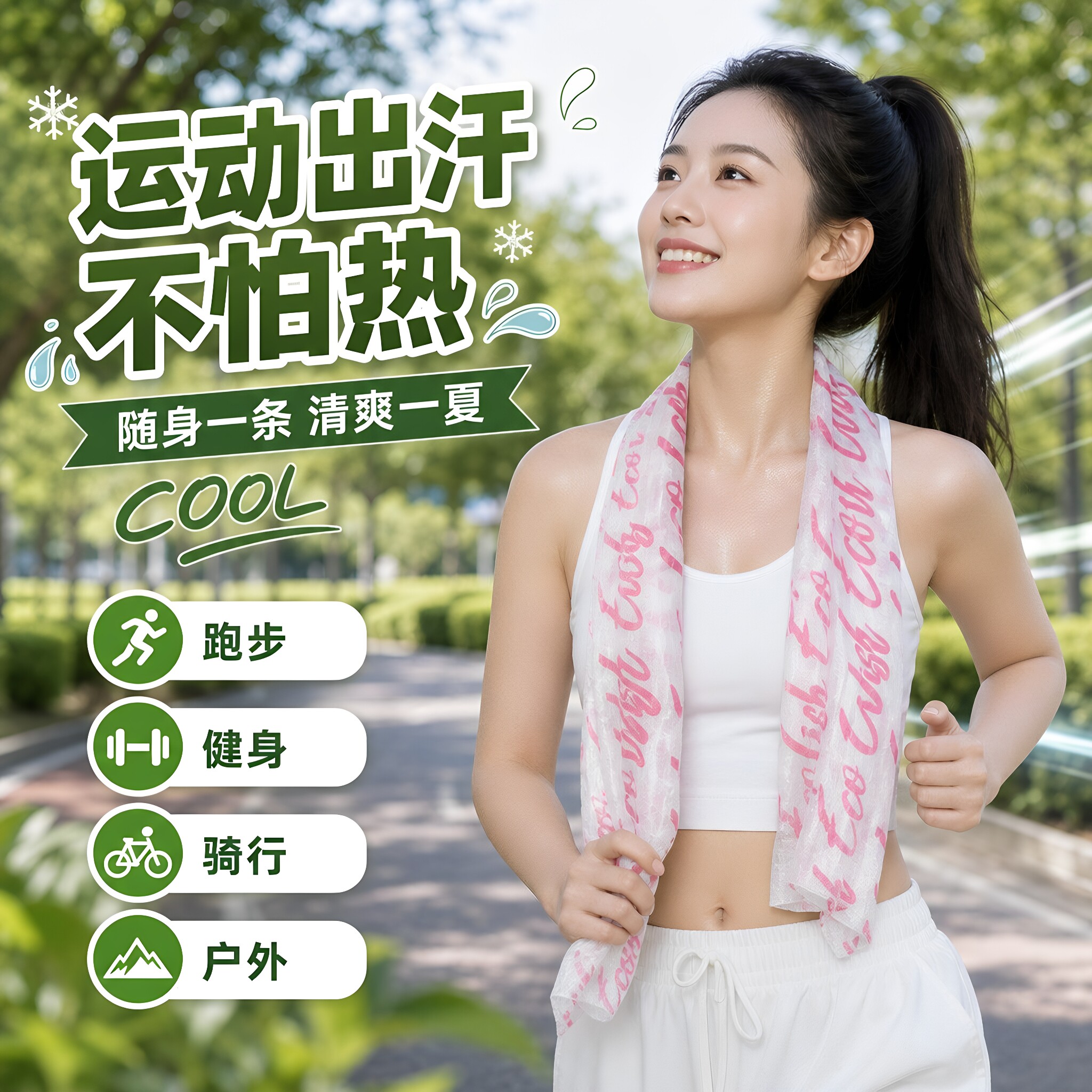 冰感降温冰巾演唱会音乐节降温夏季清凉毛巾运动擦脸提神挂脖纸巾