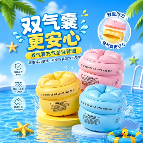成人儿童游泳手臂圈学游泳装备水袖气囊男女宝宝浮袖漂浮神器臂圈