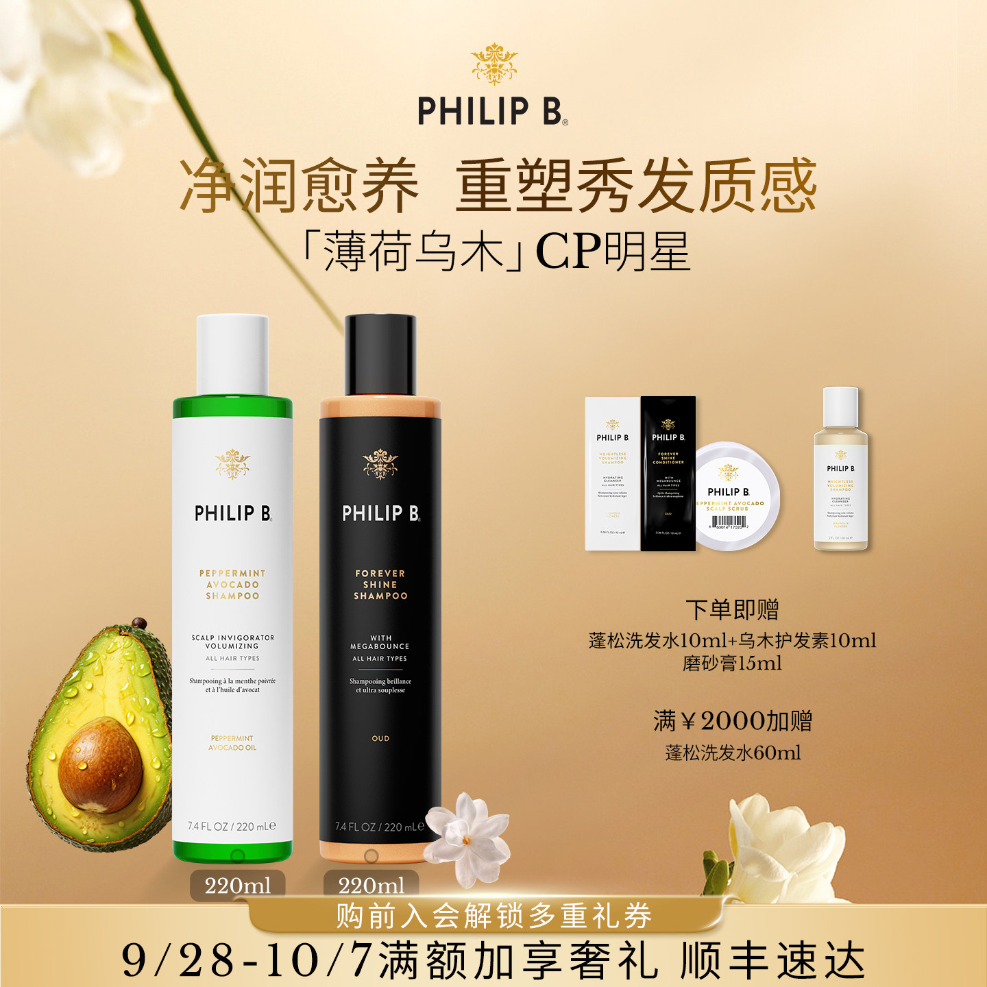 美国PhilipB洗发水控油修护组合