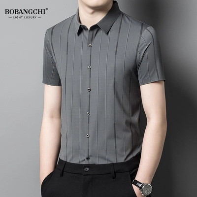 高端短袖衬衫男2025年夏季