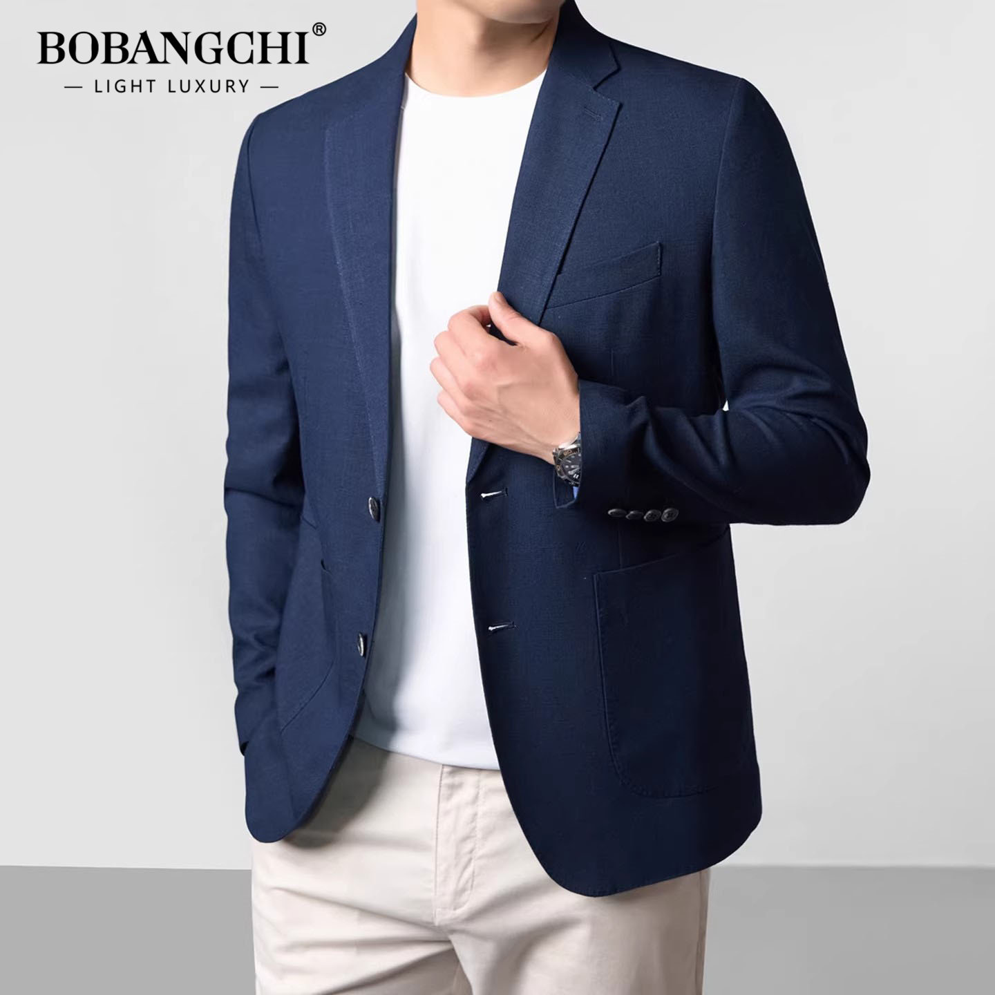 轻奢西服男士2026夏季新款亚麻面料中年爸爸商务休闲西服外套上衣