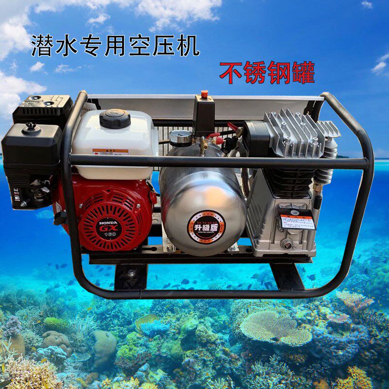 极速汽油空压机气泵潜水不锈钢罐打黄油喷漆修车补胎充气移动供气