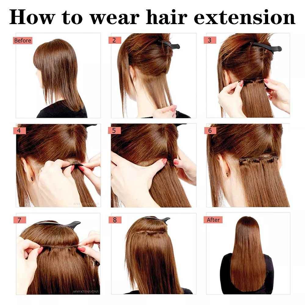 24Inchs 16 Clips in Hair Extensions Long Straight Hairstyle