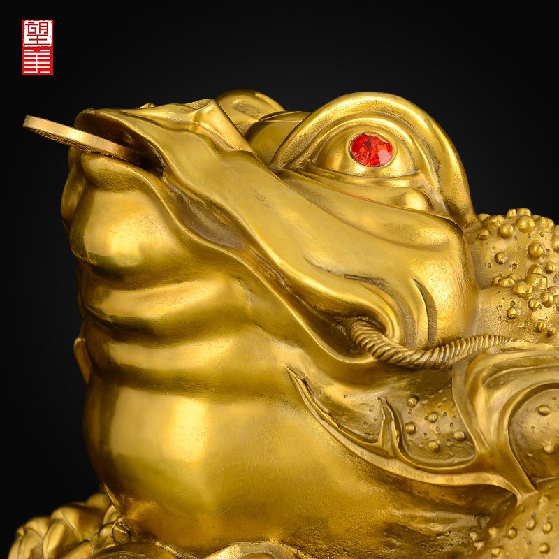 极速铜金蟾摆件纯铜三足蟾蜍招店铺开业财三脚金蝉特大号