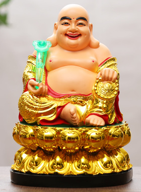好货寺庙树脂佛像 七彩弥勒佛供奉 开心笑佛 乐佛 家用大肚弥勒佛
