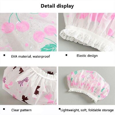 6pcsSet PE Material Bath Caps Reusable Double Layer Bathing