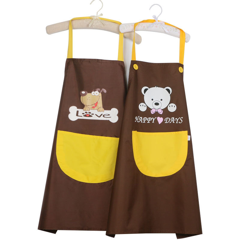 厨房围裙套装韩版时尚防水防油袖套饭厅奶茶店专用定制logo女印字