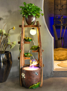 流水喷泉招财欧式养鱼缸加湿器开业客厅办公室风水轮摆件落地装饰