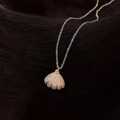 Korean pen Sleek necklace 新品 zircon micro minimalist inlaid