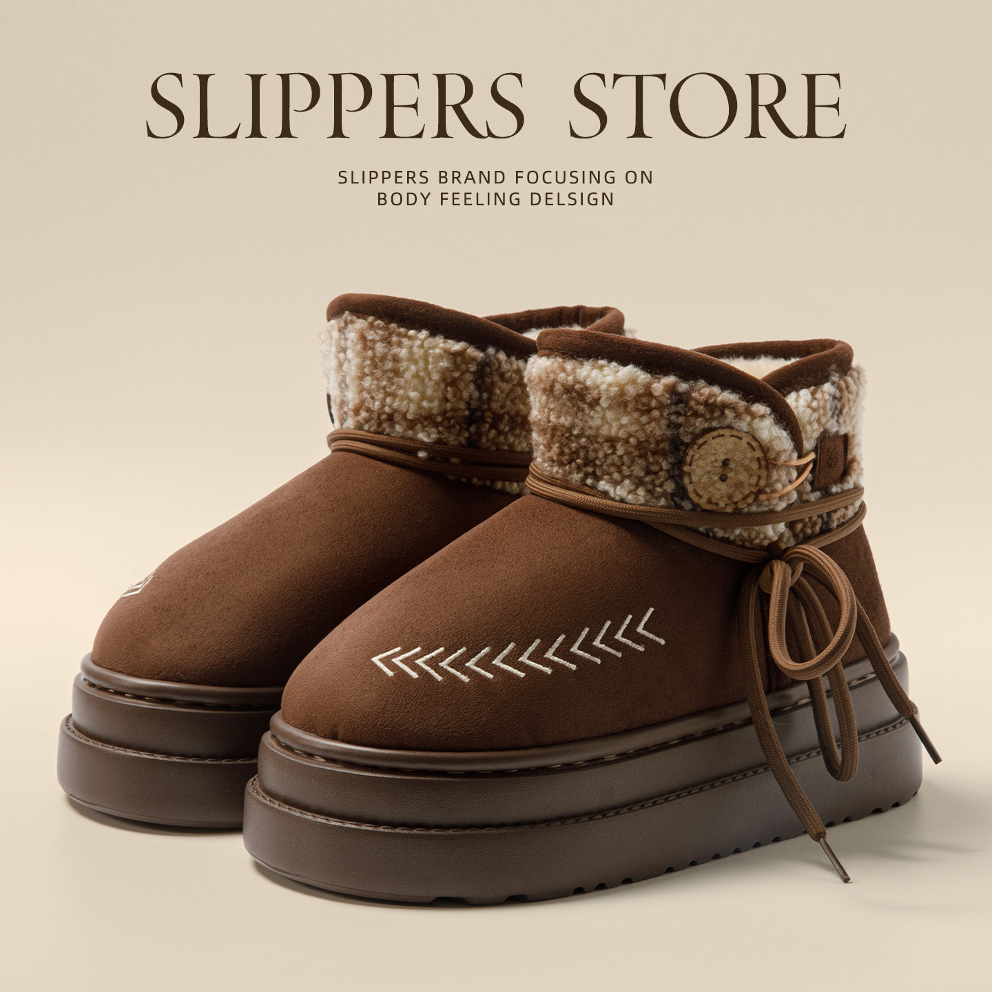 厚底高帮棉拖鞋女秋冬季2025新款防滑包跟保暖棉鞋加绒雪地靴外穿