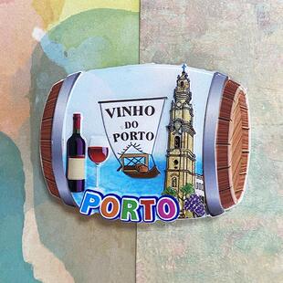 葡萄牙波尔图创意葡萄酒立体装饰3d彩绘冰箱贴礼物旅游纪念工艺品