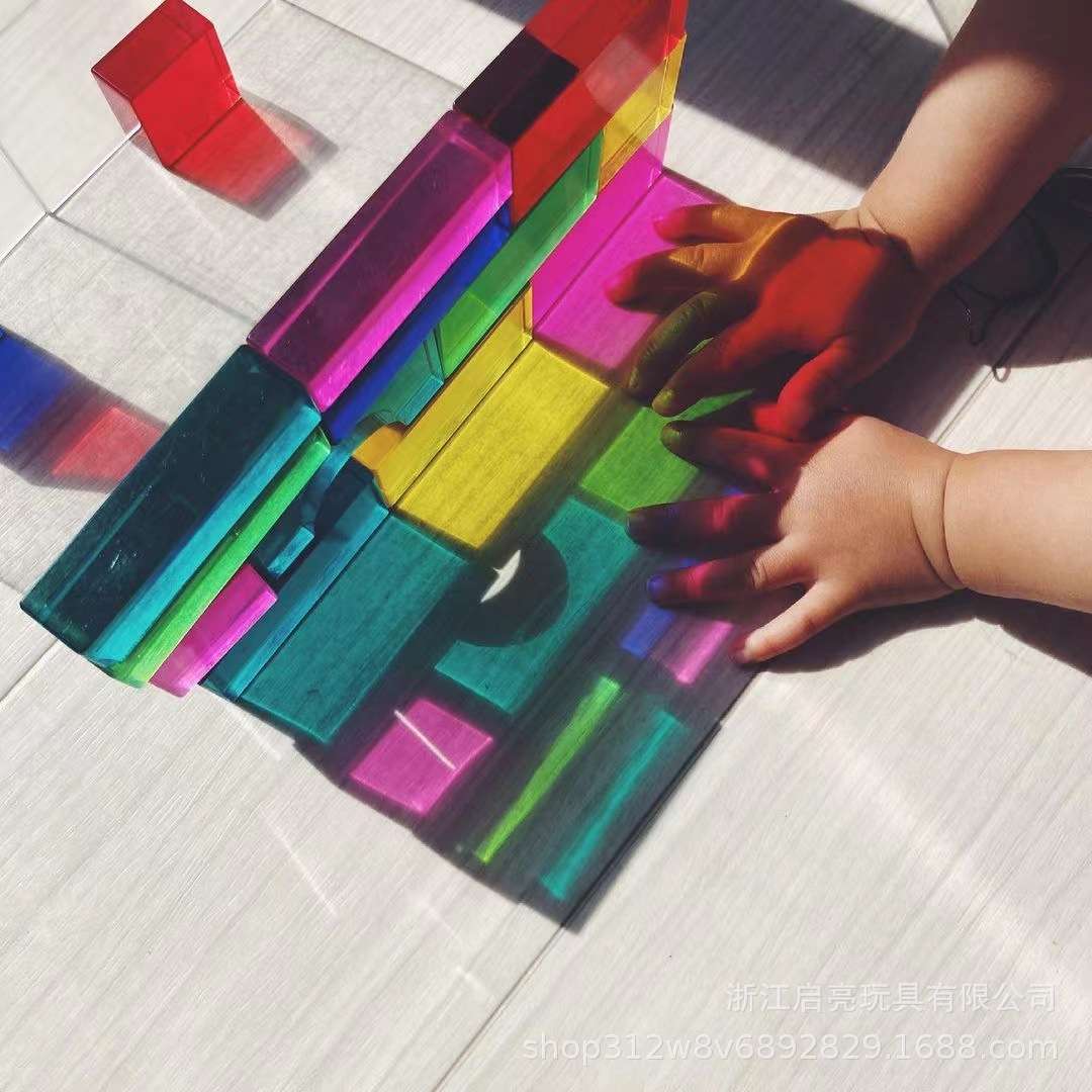 工厂直销高透亚克力几何立方体宝石积木儿童早教感官幼儿园