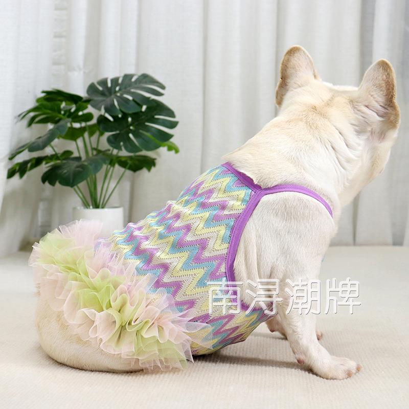 法斗衣服夏季薄款网眼吊带纱裙狗狗背心夏天斗牛犬巴哥犬胖狗