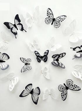 18pcs 3D 水晶蝴蝶墙贴OPP袋装儿童客厅美丽蝴蝶房间墙贴家居装饰