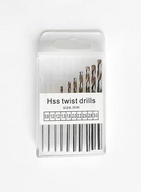 厂家高速钢手动盒装10pc麻花钻全磨开口小钻头手捻钻钻头套装