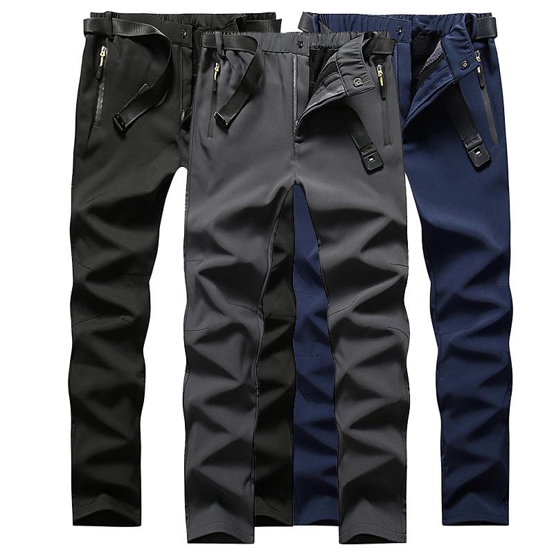 软壳冲锋裤秋冬加绒加厚户外保暖耐磨滑雪抓绒登山裤