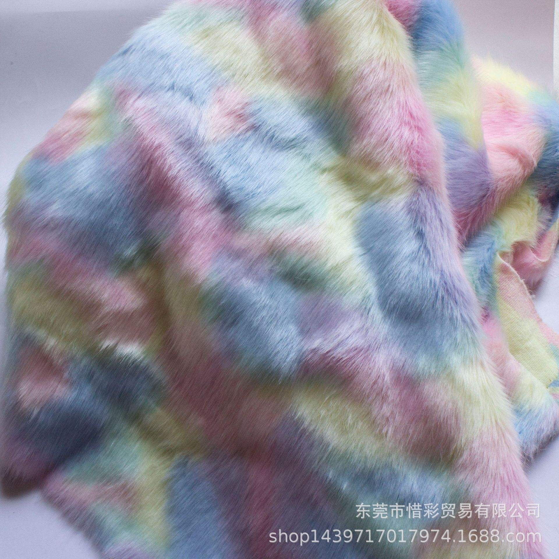 现货人造彩色狐狸长毛绒仿皮草