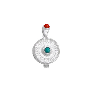 嘎乌盒吊坠S925纯银可打开藏式嘎乌盒子圆形小嘎乌纯银小吊坠女款