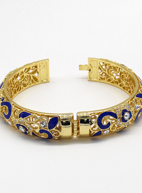 正宗北京景泰蓝手镯工艺个性民族风加大款宽椭圆形珐琅彩掐丝闺蜜