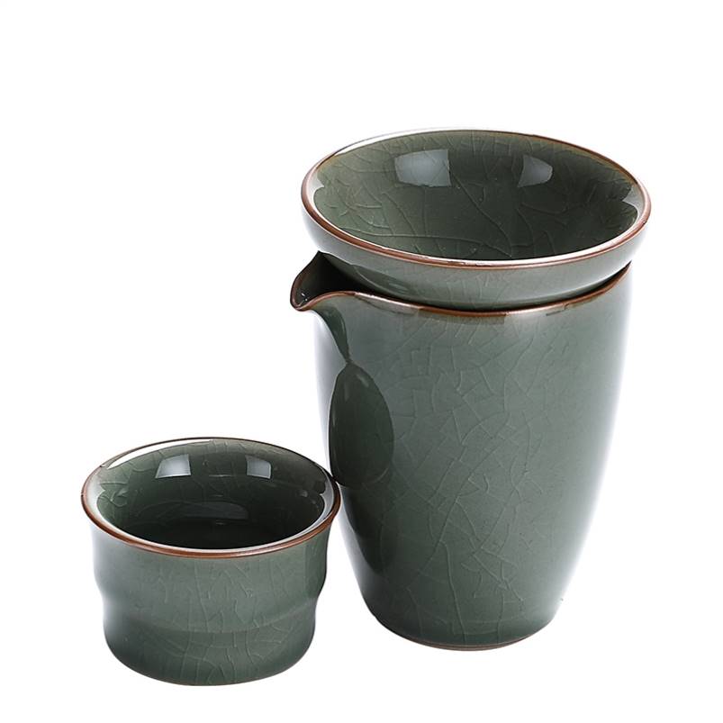 哥窑茶具公杯茶海公道杯茶漏纱网过滤裂纹开片单公杯组合中式家用